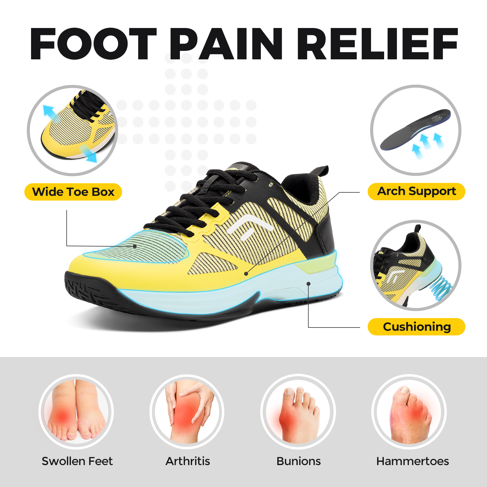 FitVille Wide Pickleball Shoes - Men'S Shoes For Plantar Fasciitis 评论和价格