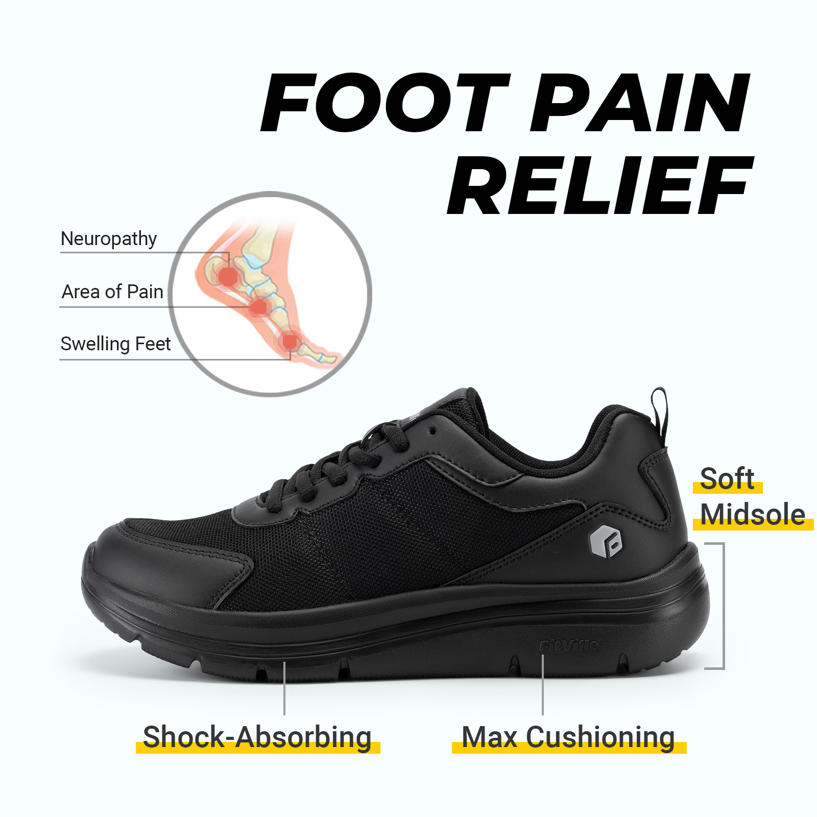 FitVille Men's Walking Shoes W - Men'S Shoes For Plantar Fasciitis 评论和价格