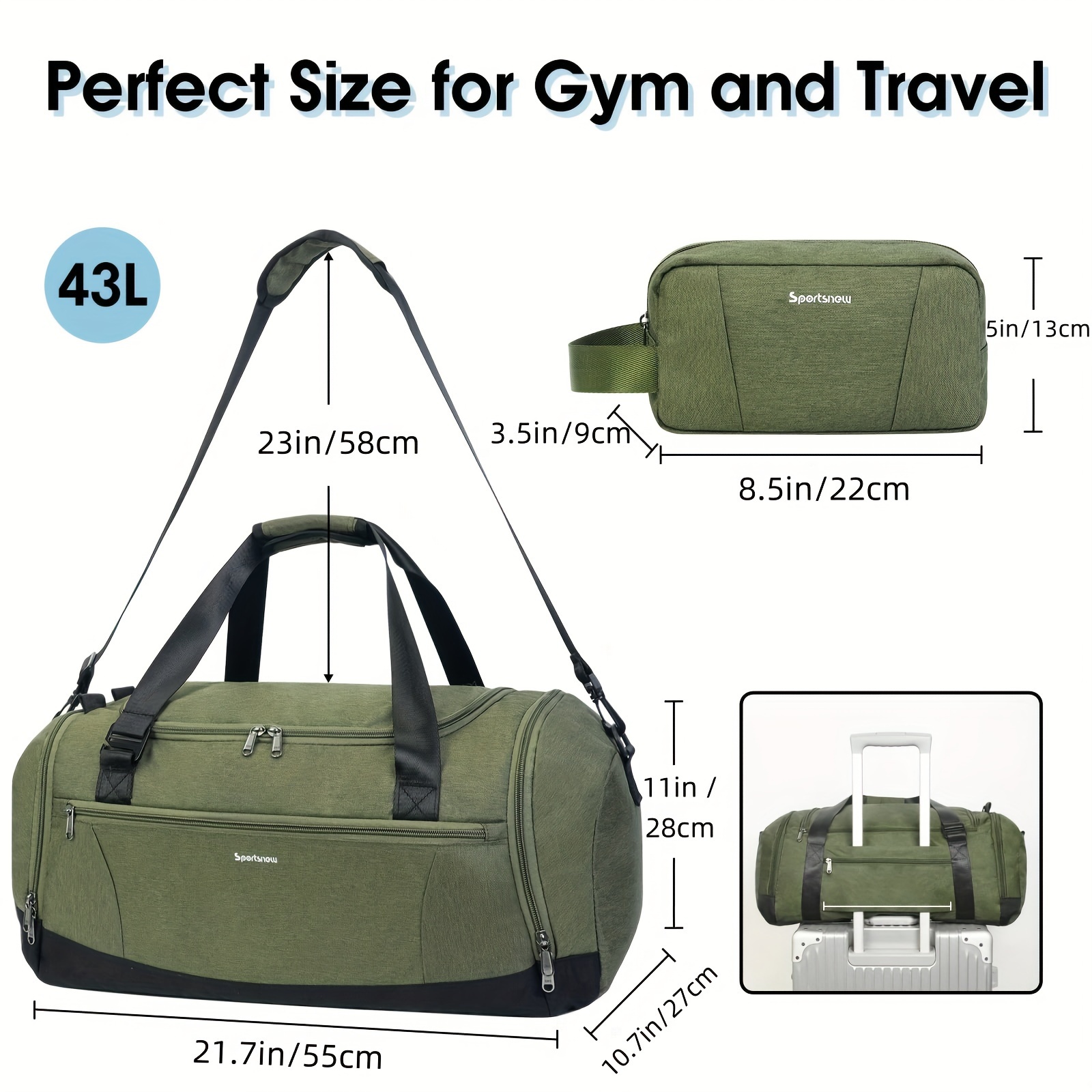 Large Capacity Travel Duffel w - Men'S Shoes Yellow And Black 评论和价格